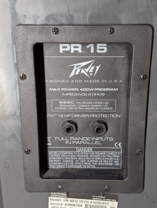 Peavey PR15 two-way passive 400W RMS PA Speaker  Q-