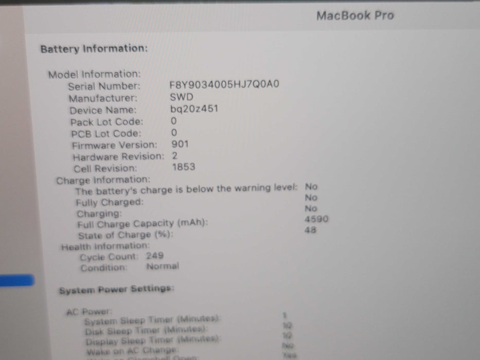 Apple Macbook Pro 2018 13" 4-Core i5-8259U @ 2.3GHz 16GB DDR3 500GB SSD (