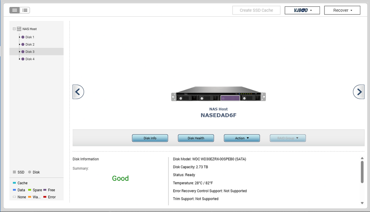 QNAP TS-453U-RP 4-Bays NAS, 8GB RAM, 12TB (4x3TB)HDDs