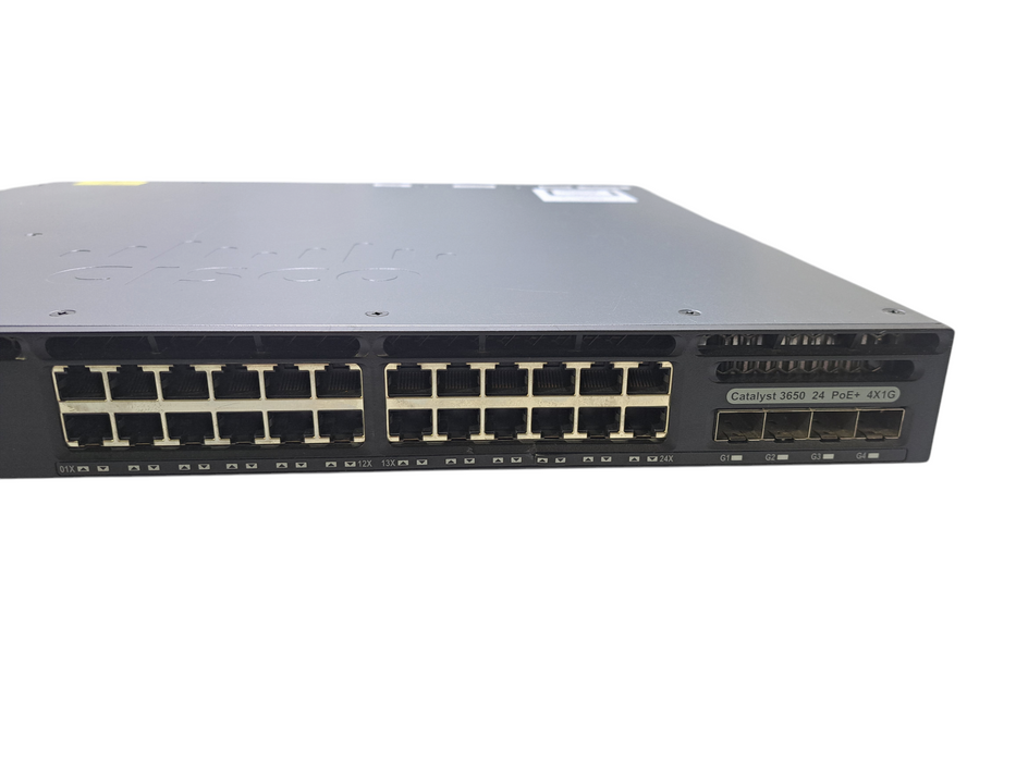 Cisco WS-C3650-24PS-S | 24-Port Gigabit PoE+, 4x SFP Switch w/ 1x 640W PSU