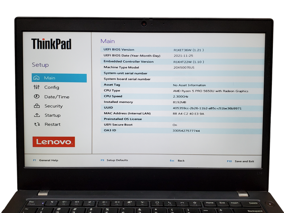 Lenovo ThinkPad L14 Gen 2, Ryzen 5 5650U 8GB DDR4 256GB SSD  Lap200