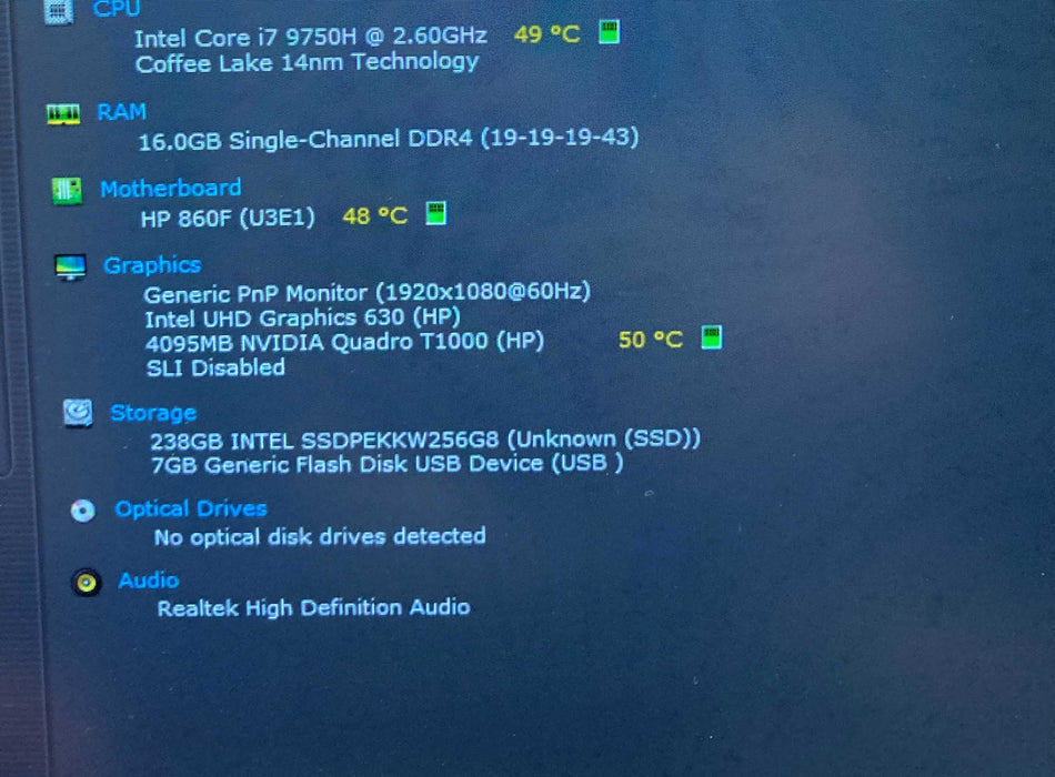 HP ZBook 15 G6 i7-9750H@2.6GHz QUADRO T1000 4GB GPU 16GB RAM 256GB SSD READ  Lap200