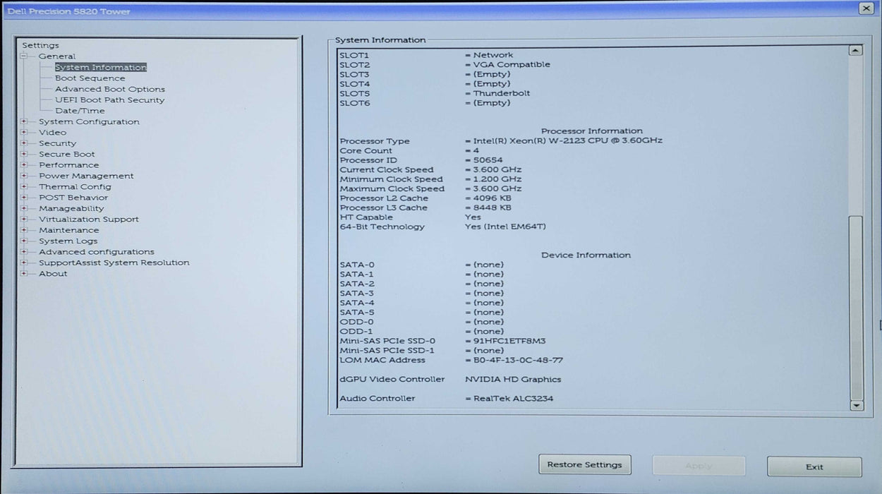 Dell Precision 5820, Xeon W-2123 3.60GHz, 32GB DDR4, 512GB NVMe, M4000