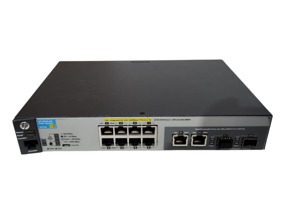 HP ProCurve 2530G-8-PoE+ Switch J9774A 8 port gigabit PoE+ Network Switch