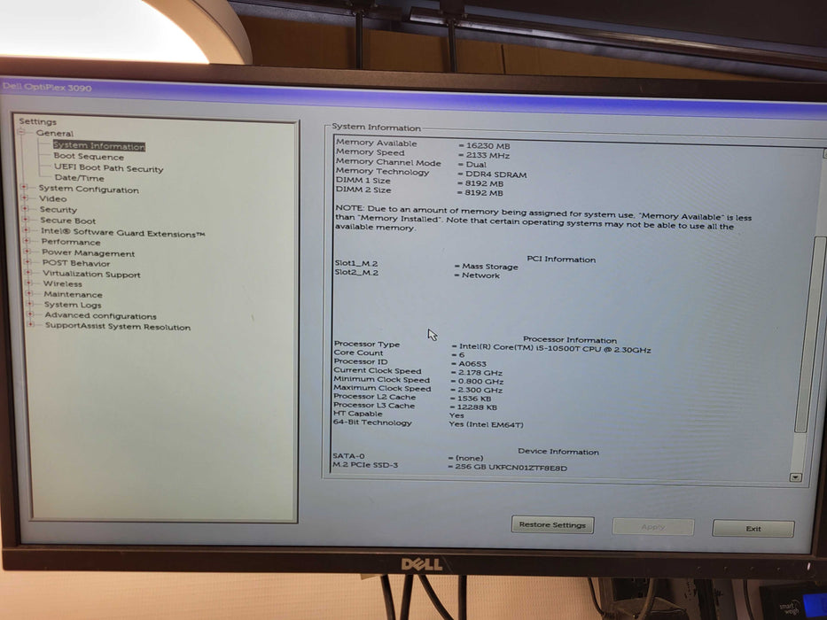 Dell OptiPlex 3090 USFF, Core i5-10500T, 16GB DDR4, 256GB SSD w/ AC $