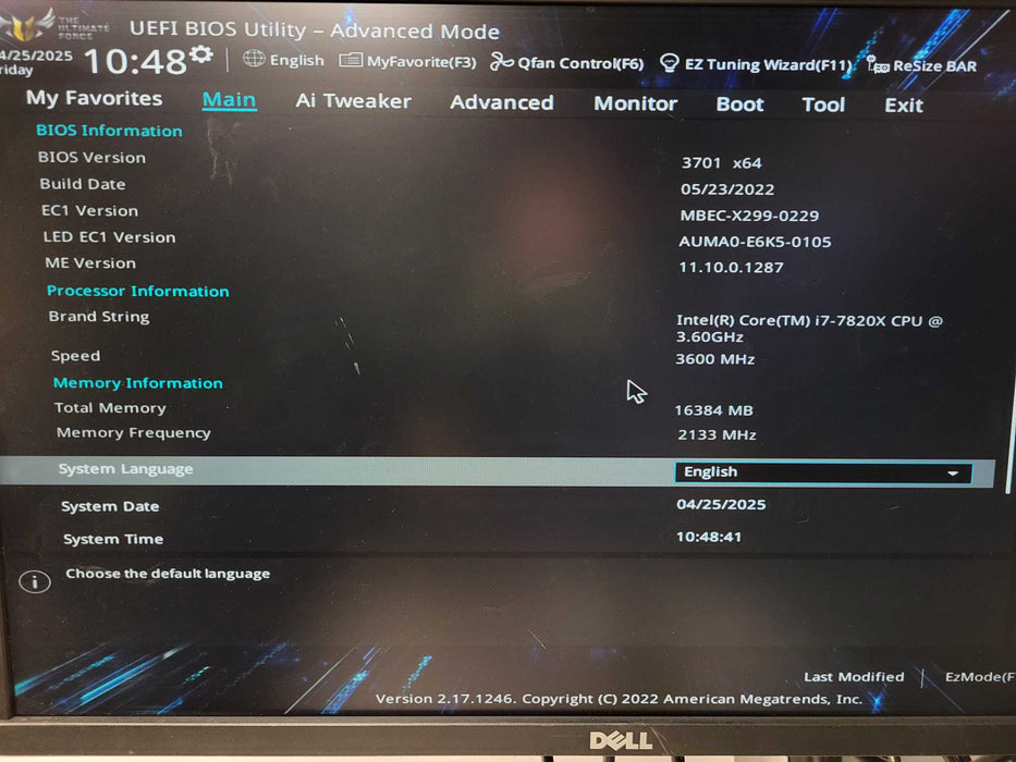 Custom Gaming PC ASUS TUF X299 MARK 2 i7-7820X 16GB RAM 760W PSU NO HDD/GPU Q$