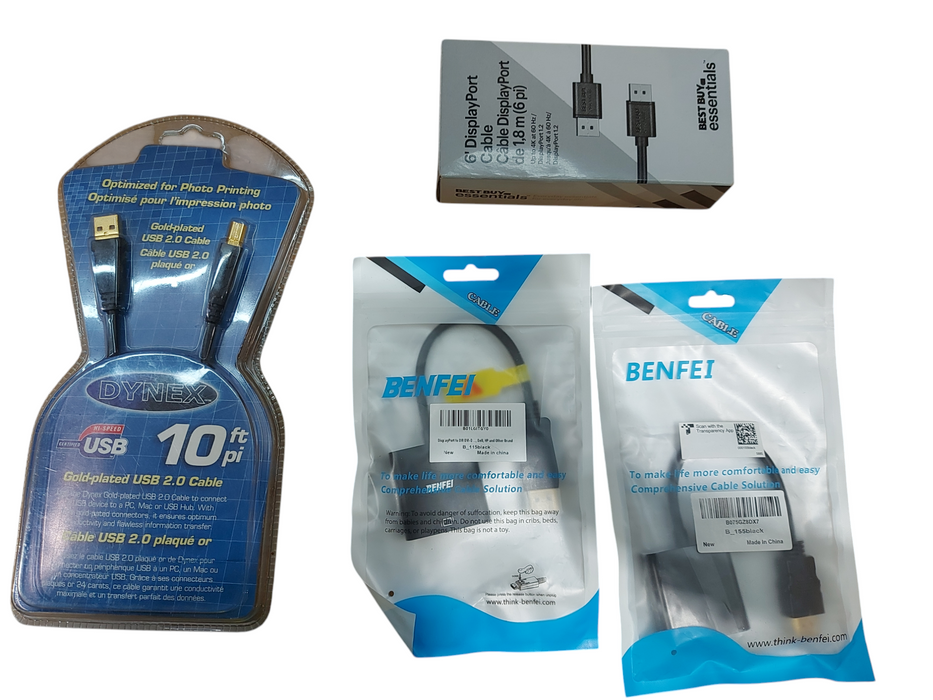 Lot 4x Assorted Cables & Connectors |DisplayPort|VGA,DVI|RS232 -Description
