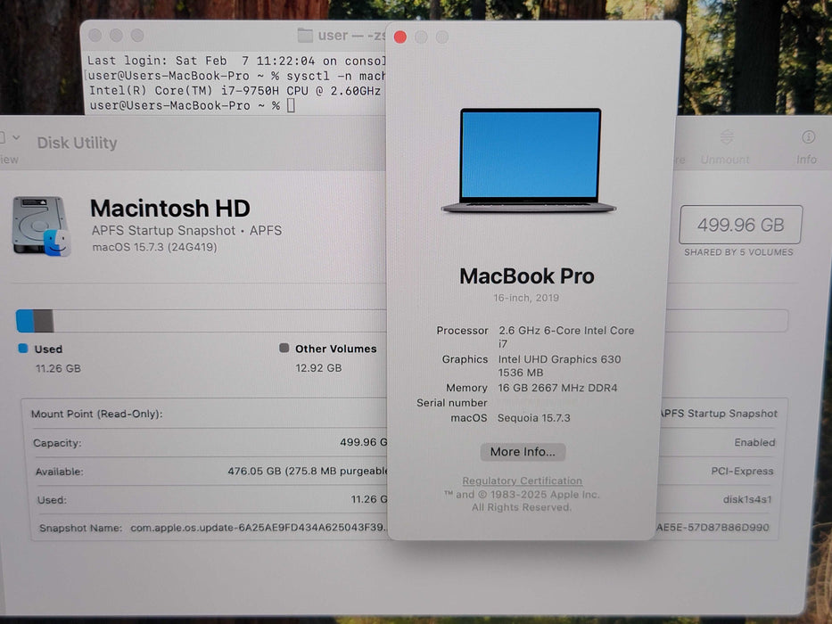 Apple Macbook Pro 2019 16" 6-Core i7-9750H @ 2.6GHz 16GB RAM 500GB GPU (