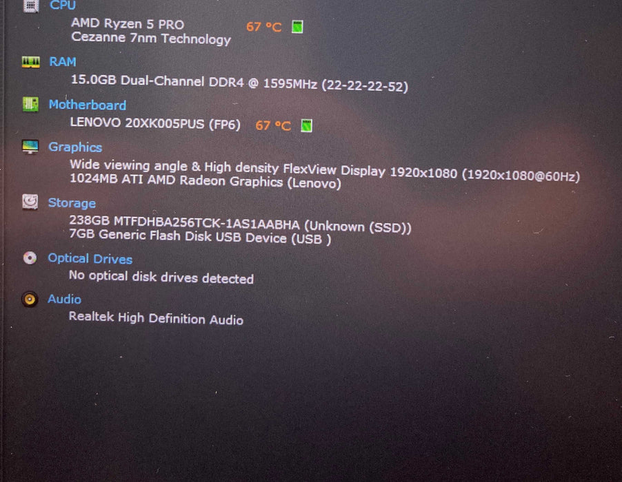 Lenovo ThinkPad T14 Gen 2 AMD Ryzen 5 PRO 5650U@2.30GHz 16GB RAM 256GB SSD  Lap200