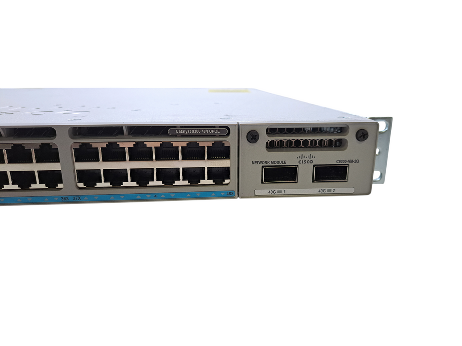 Cisco C9300-48UN-A V02 | 48-Port UPoE Network Switch w/ C9300-NM-2Q, 2x PSU Q)