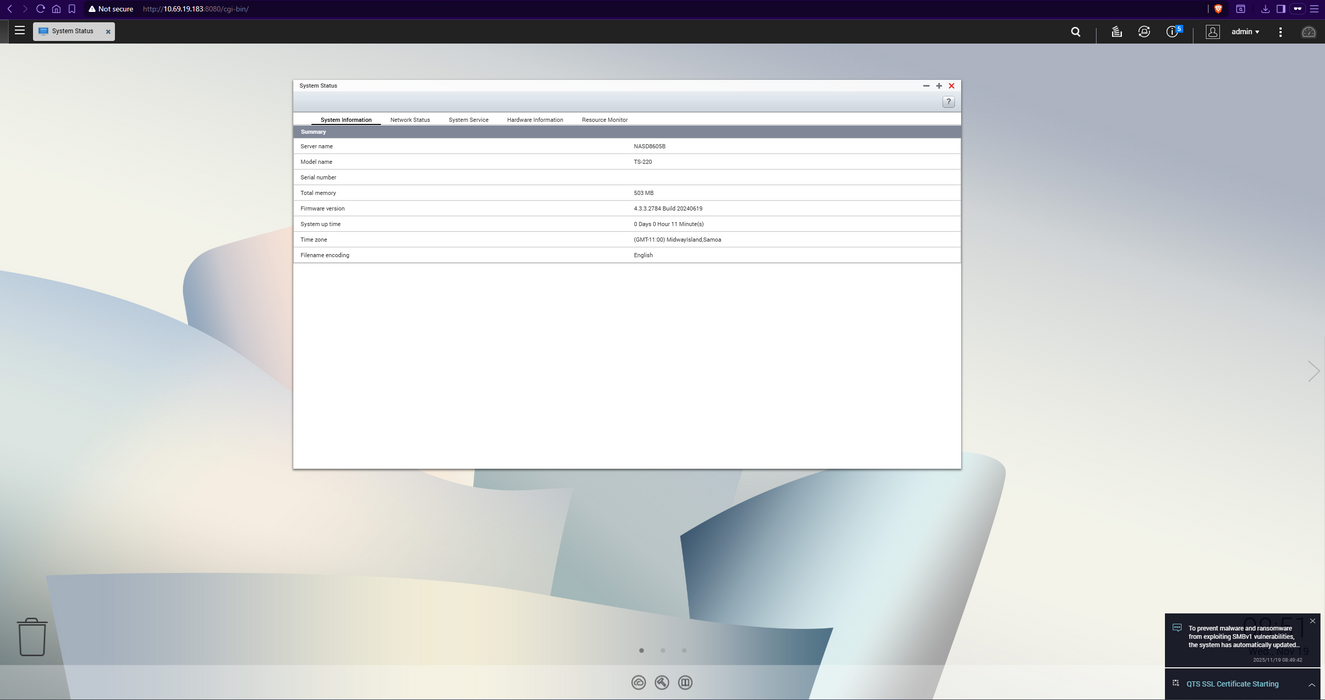 QNAP TS-220 2 Bay NAS w/ 2x 2TB HDDs, No AC Adapter