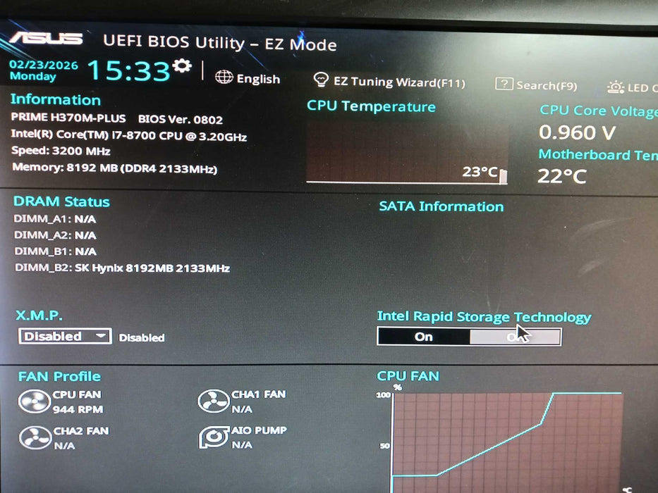 Asus Prime H370M-Plus Motherboard & Intel i7-8700 @ 8GB DDR4 No I