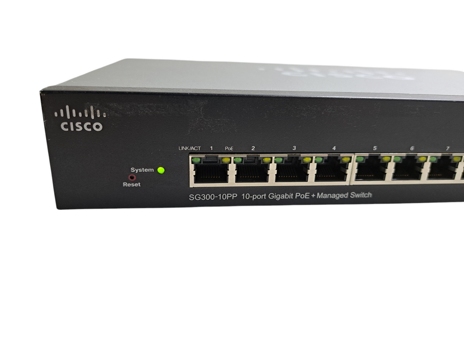 Cisco SG300-10PP-K9 | 10-Port Gigabit PoE+ Managed Switch )