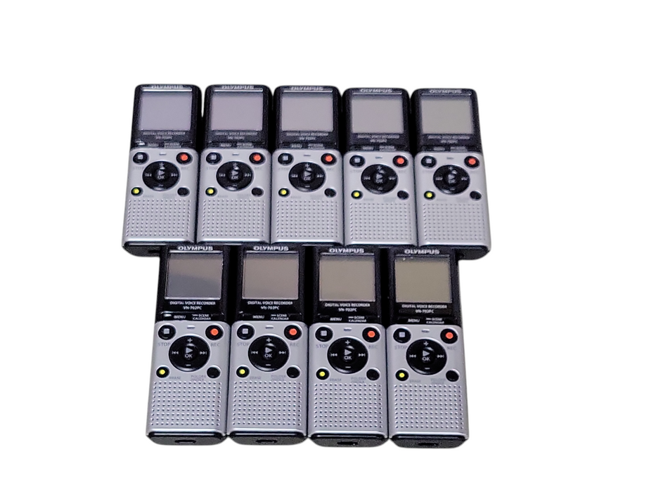 Lot of 9x Olympus digital voice recorder VN-702PC with 8x USB Cables _