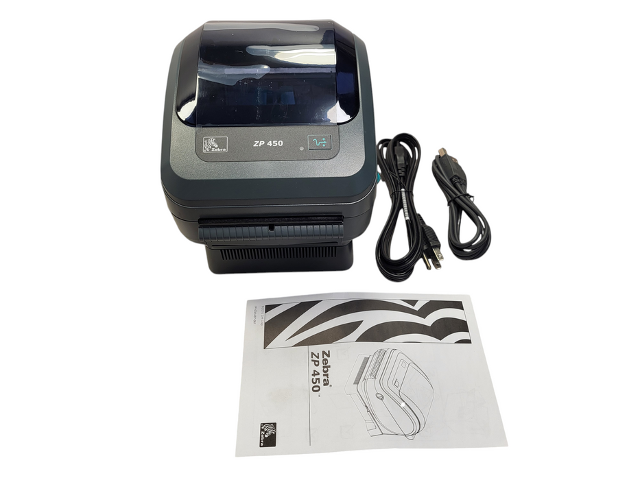 Zebra ZP 450 Label Printer w/ PWR Base | ZP450-0501-0001A Open box $