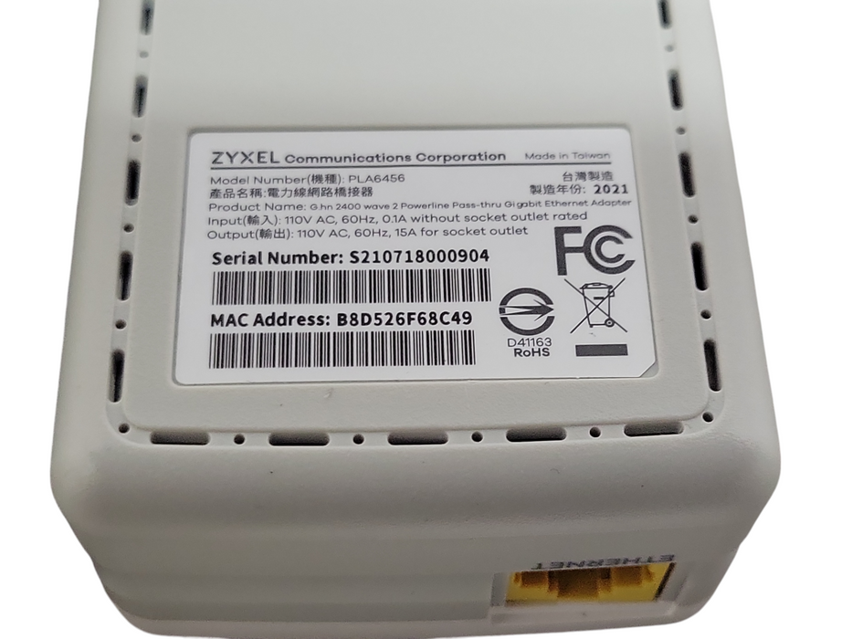 Lot of 2x Zyxel Powerline PLA6456 Plug & Play Ethernet Internet Adapter _