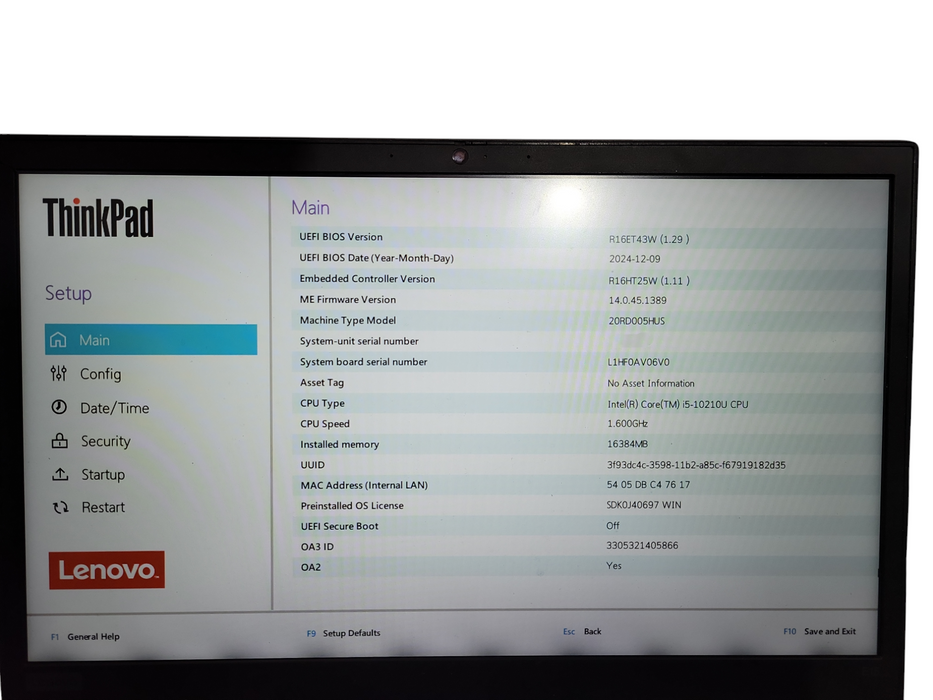 Lenovo ThinkPad E15 Core i5-10210U @1.60GHz, 16GB DDR4, 512GB NVMe READ ! Lap200