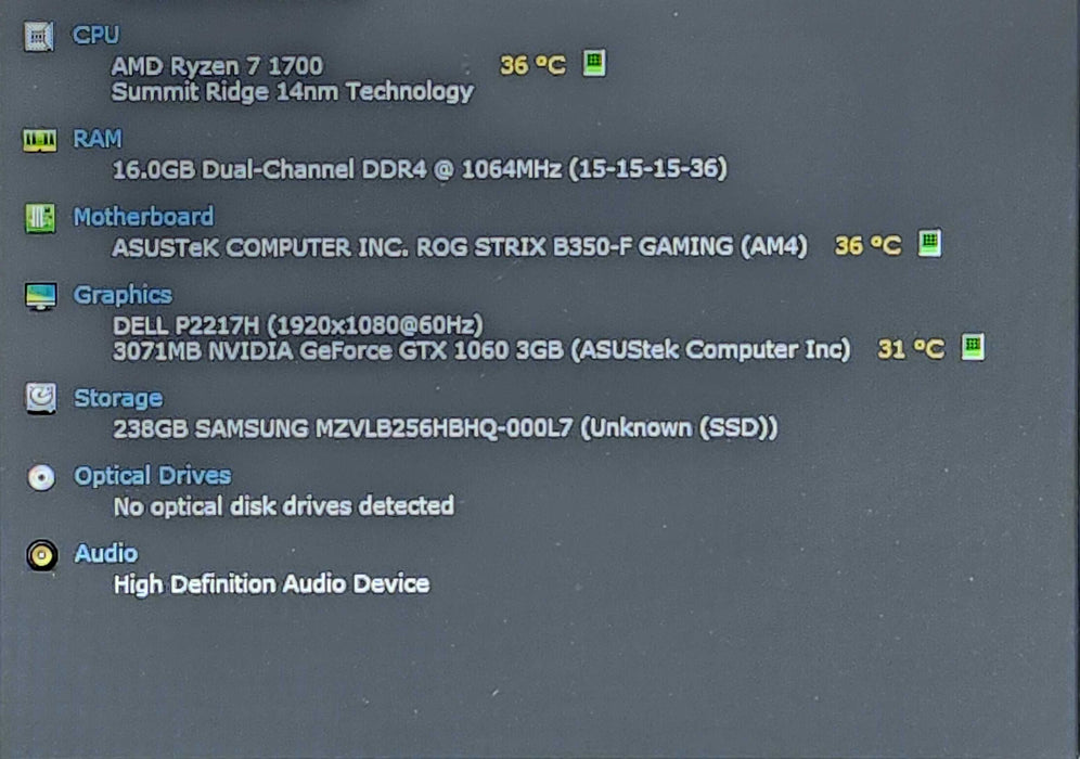 Custom PC, STRIX B350-F GAMING, Ryzen 7 1700, 16GBDDR4, 256GB NVMe, GTX1060