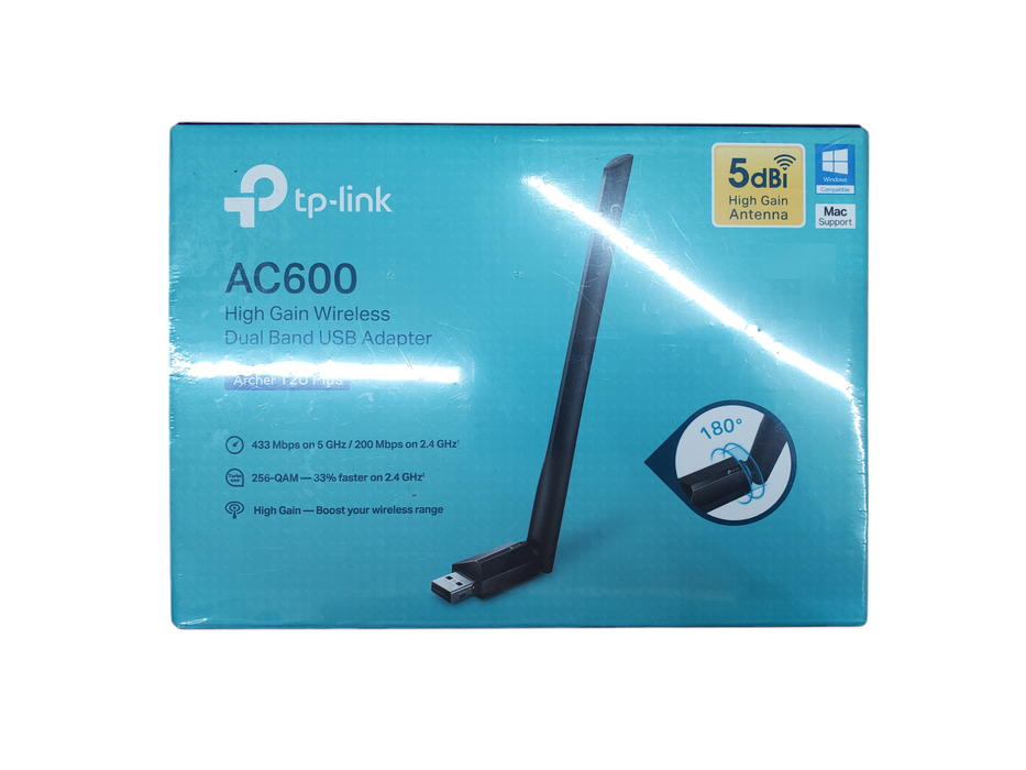 NEW- TP-Link Archer T2U PLUS AC600 High Gain Wireless Dual Band USB Adapter