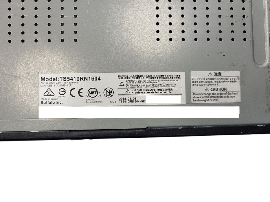 Buffalo TeraStation TS5410RN1604 NAS 2x 4TB HDD Factory Reset w/rack mount $