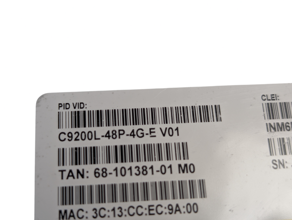 Cisco Catalyst 9200L 48 PoE+ 4x1G C9200L-48P-4G-E V01 Network Switch  -