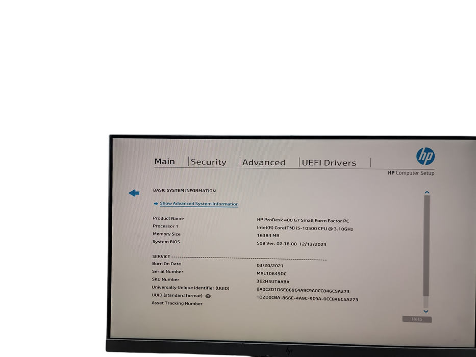 HP ProDesk 400 G7 SFF i5 - 10500 @ 3.10GHz 16GB DDR4 Ram θ