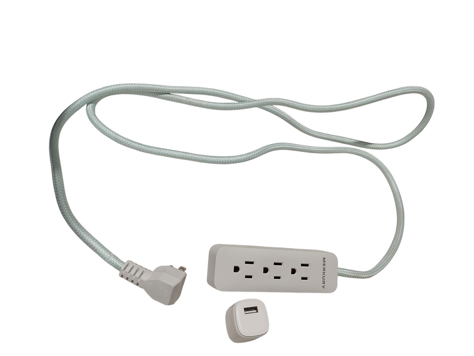 Merkury Powerbar Extension 6Foot  DR-1805 3-Spot  , 1 USB Adapter  =