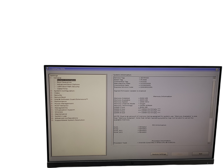 Dell OptiPlex 7070 SFF i7 - 9700 @ 3.00GHz 16GB DDR4 Ram  Qθ