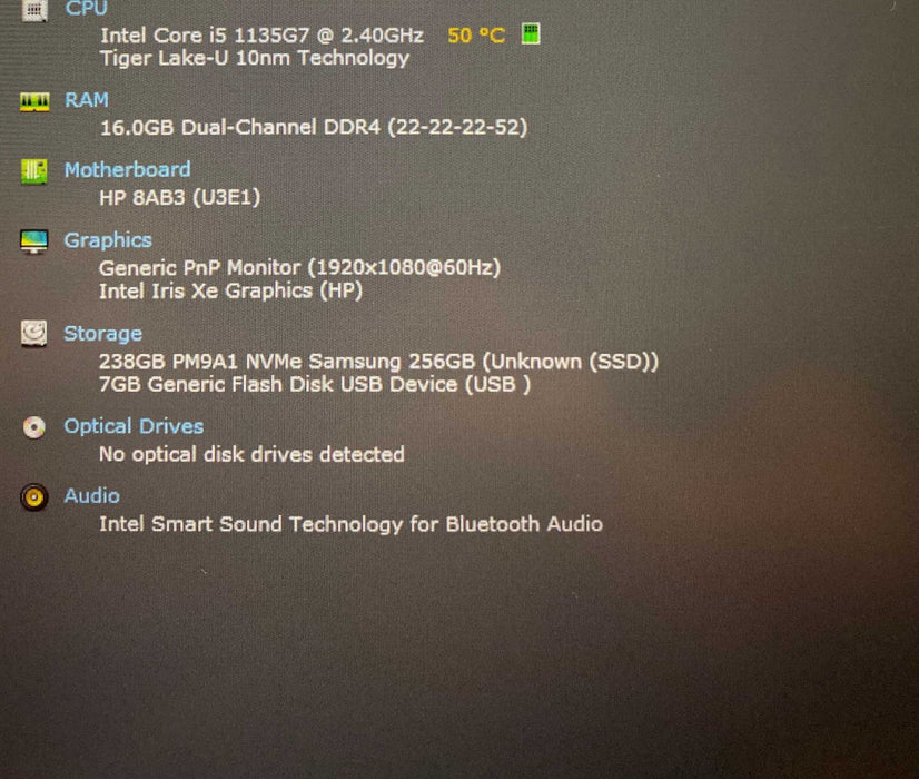 HP EliteBook 840 G8 Core i5-1135G7@2.40GHz 16GB RAM 256GB SSD READ  Lap200