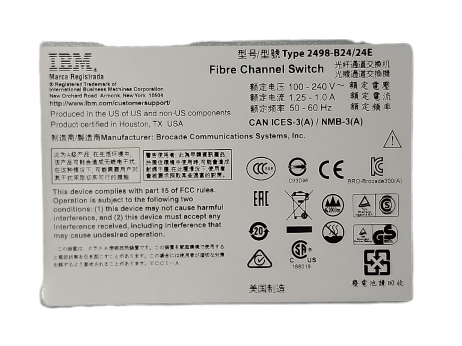 IBM 249824E 2498-B24/24E 8 Gb Fibre Channel Network Switch, 16 Ports Active