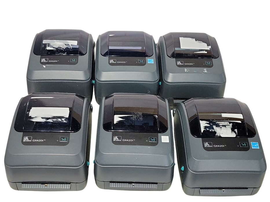 Lot of 6x Zebra GX420T Series Thermal label printers, Read _