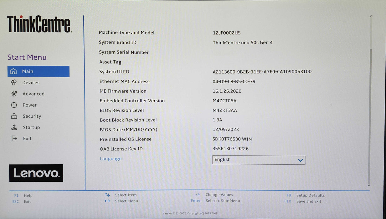 LENOVO THINKCENTRE NEO 50S GEN 4, i5-13400 2.50GHz, 16GB DDR4, 256GB NVMe