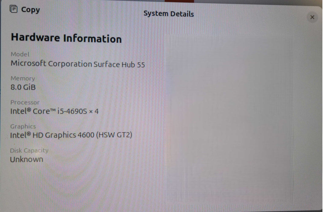 Microsoft Surface Hub 55 |  i5-4690S x4 8GB RAM 128GB SATA SSD