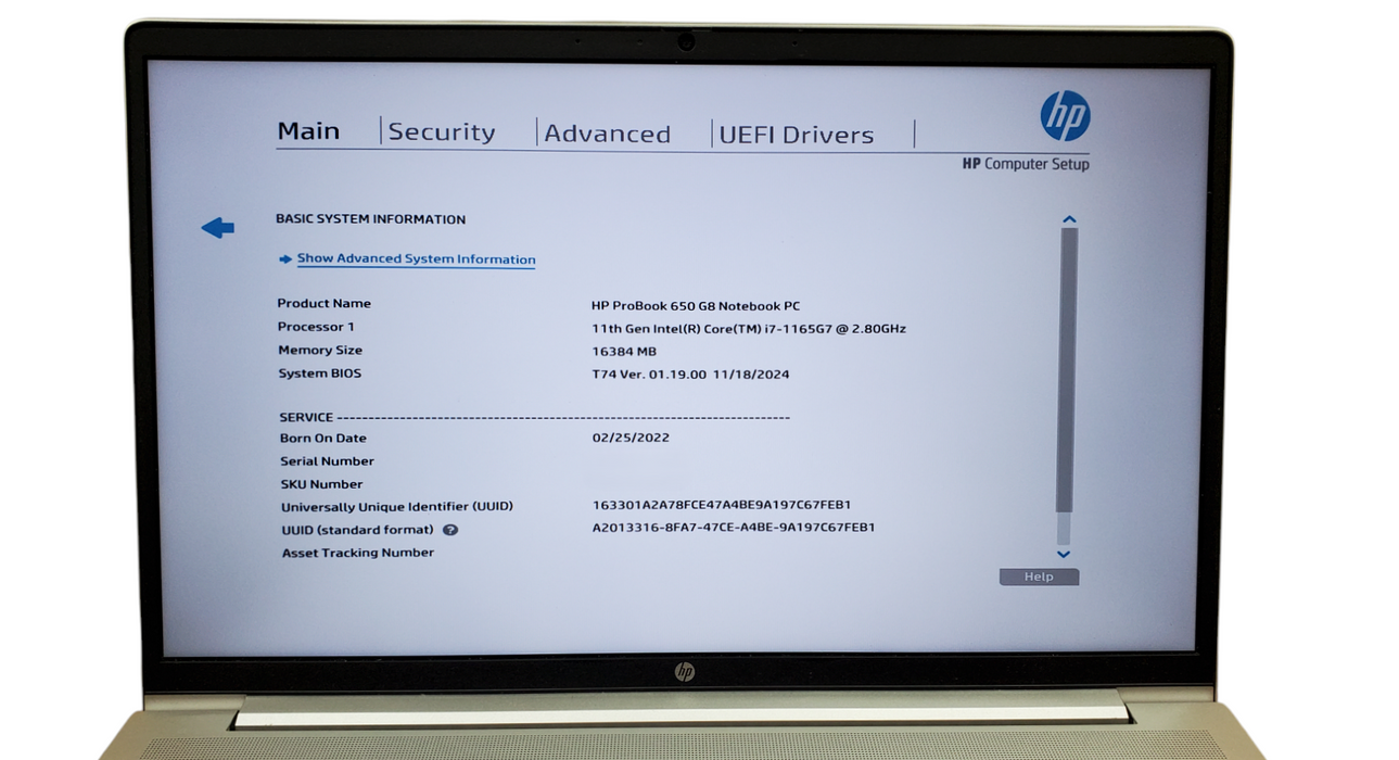 HP ProBook 650 G8, Intel Core i7-1165G7, 16GB  RAM, 256GB SSD  Lap200