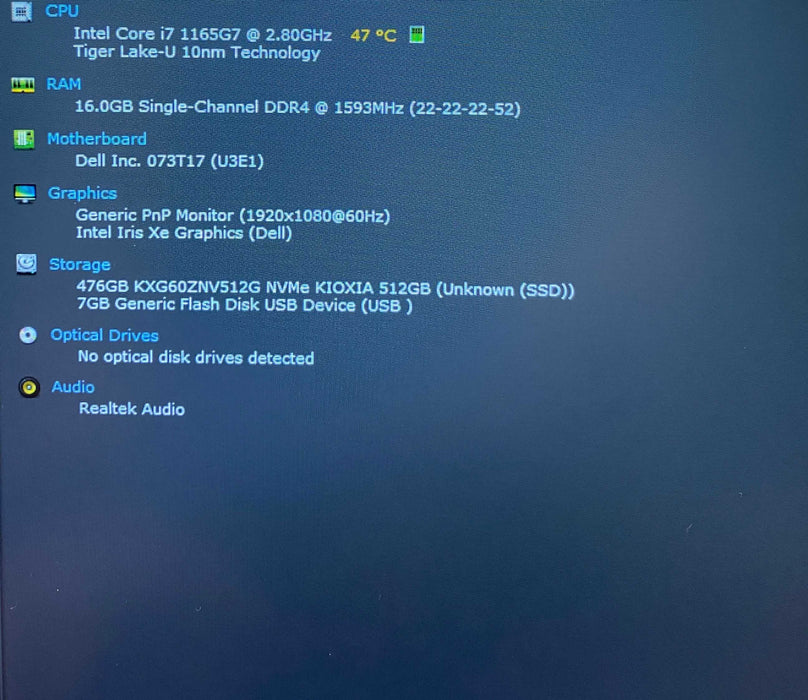 Dell Latitude 5520 Core i7-1165G7@2.80GHz 16GB RAM 512GB SSD READ  Lap200