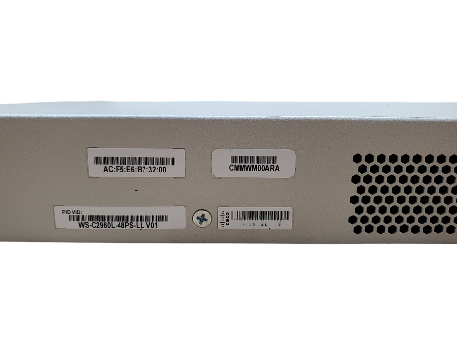 Cisco WS-C2960L-48PS-LL V01 48-Port Gigabit PoE Network Switch