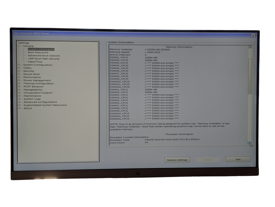 DELL Precision 7920 2x Intel Xeon GOLD 5120 64GB RAM Dual CPU Workstation -