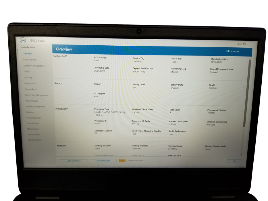 Dell Latitude 3400 i5-8265U @1.60GHz 16GB DDR4 128GB NVMe   Lap200