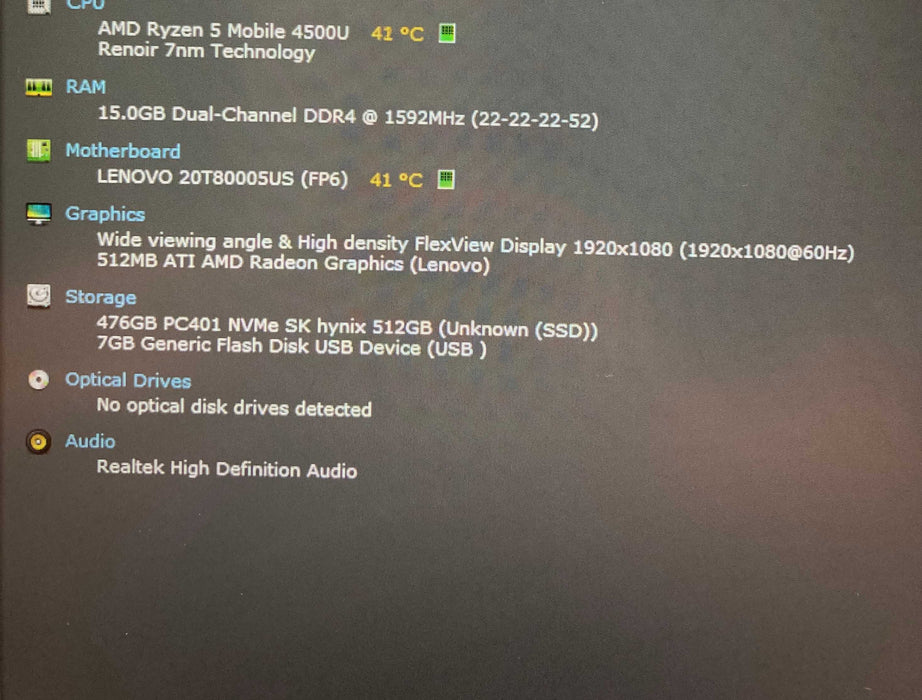 Lenovo ThinkPad E15 Gen 2 AMD Ryzen 5 4500U 16GB RAM 512GB SSD  Lap200