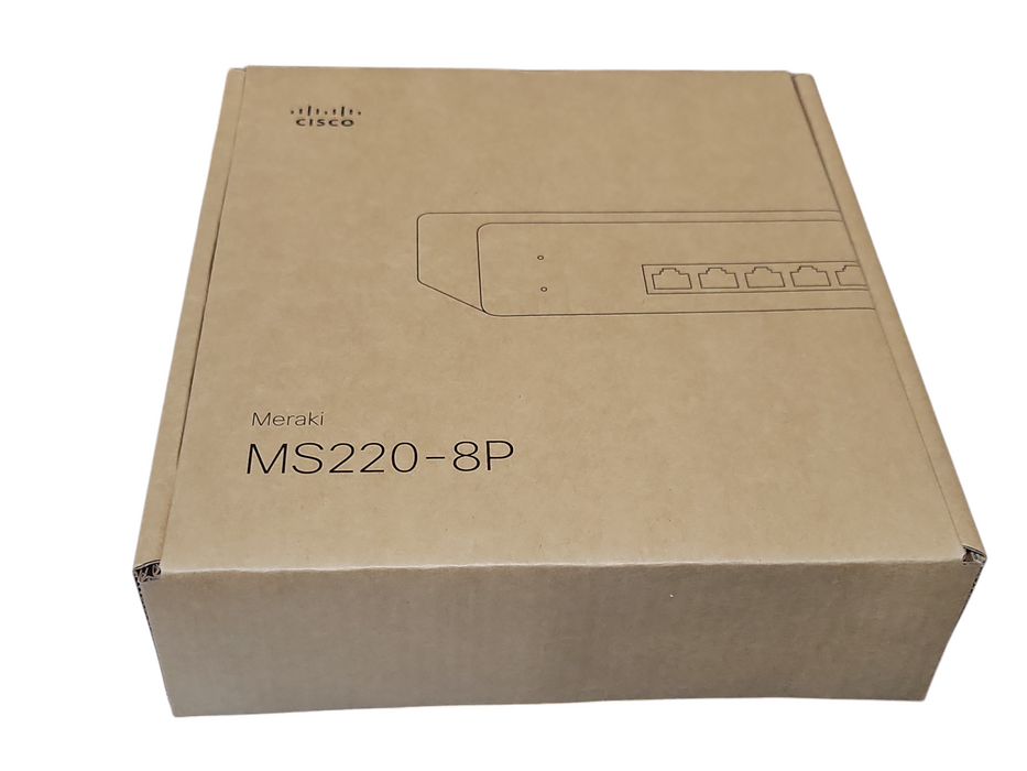 New Open-Box Cisco Meraki MS220-8P, 8-Port Gigabit PoE Network Switch Q_