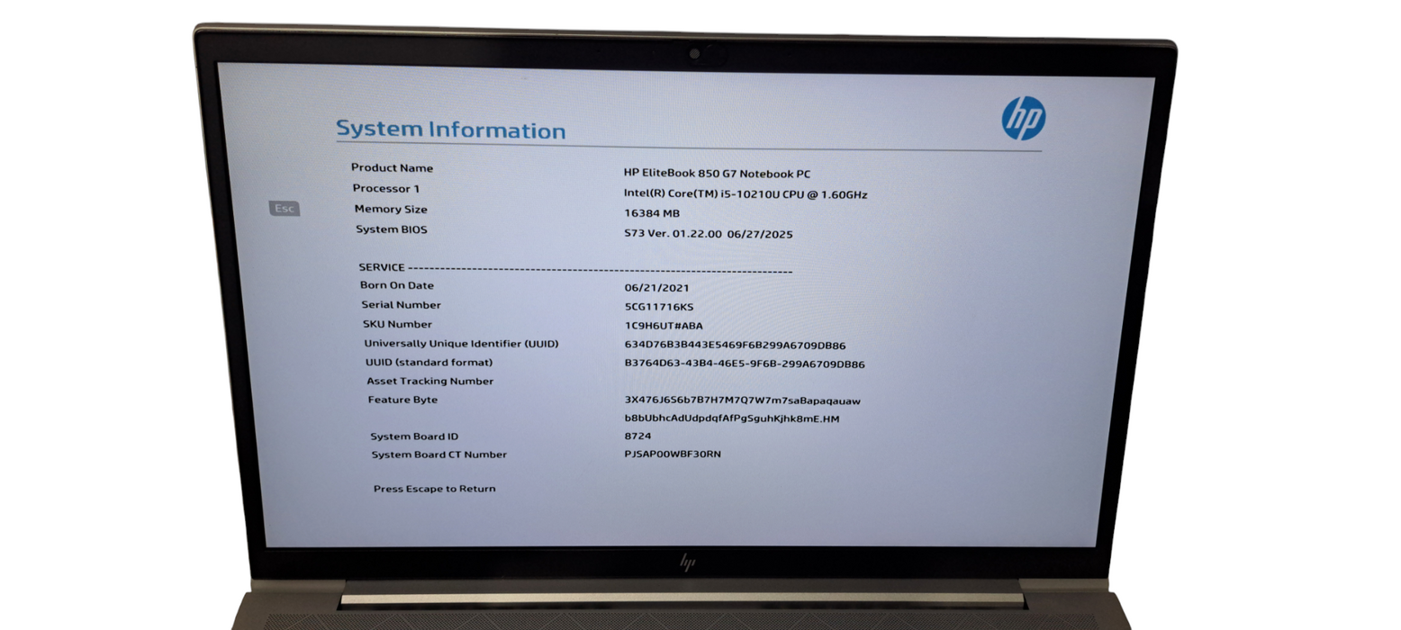 HP EliteBook 850 G7 i5-10210U|16GB RAM|256GB NVMe|W/AC   Lap200