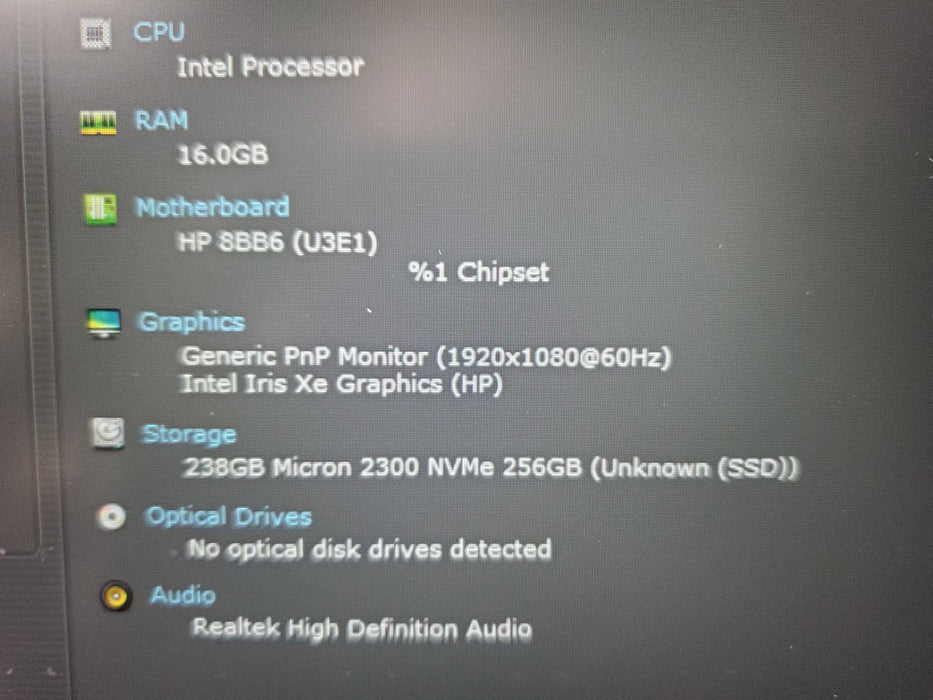 HP 15-FD0008CA 15" I5-1335U 16GB RAM 256GB NVME  Lap200