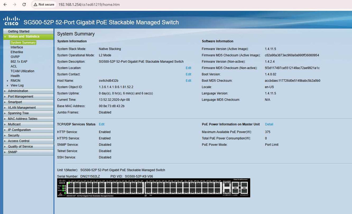 Cisco SG500-52P 52-Port gigabit PoE Stackable Managed Switch SG500-52P-K9 _