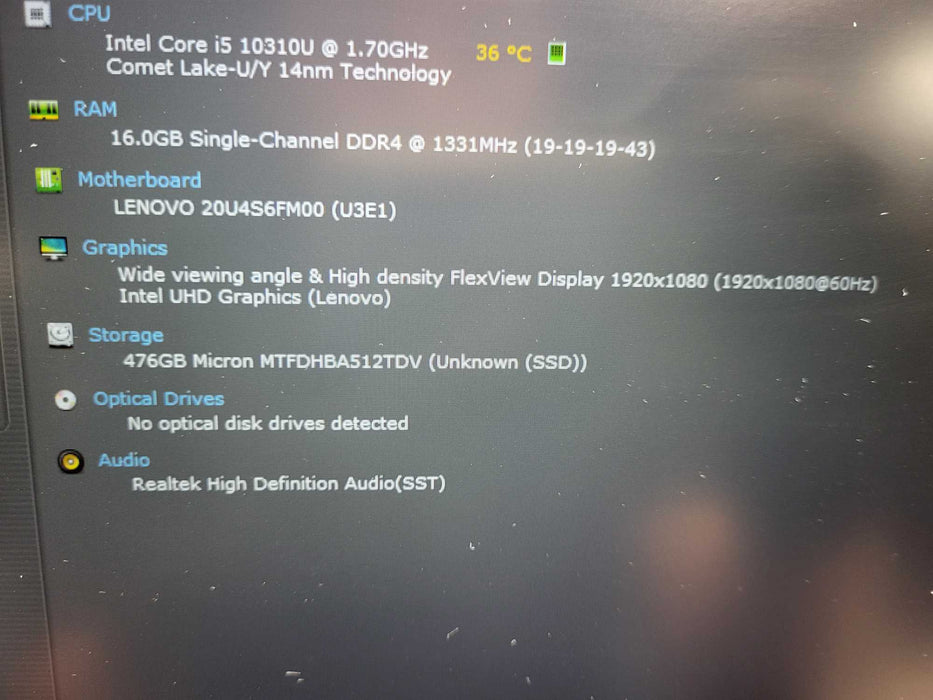 Lenovo ThinkPad L15 Gen 1 i5-10310U 16GB DDR4 512GB SSD READ $ Lap200