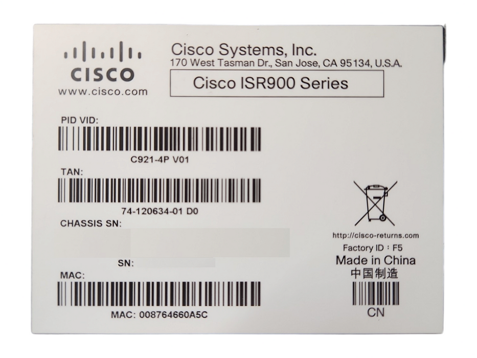 Cisco ISR 900 Series C921-4P Integrated Services Router