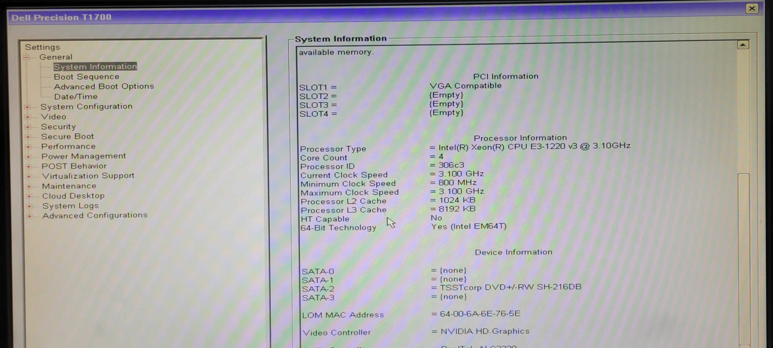 Dell Precision T1700, Xeon E3-1220v3 @ 3.1GHz, 16GB RAM, K620 GPU _