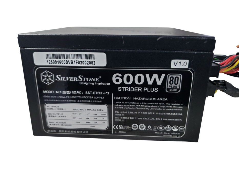 Silver Stone SST-ST60F-PS Power Supply 600W 80 Plus SILVER - Black