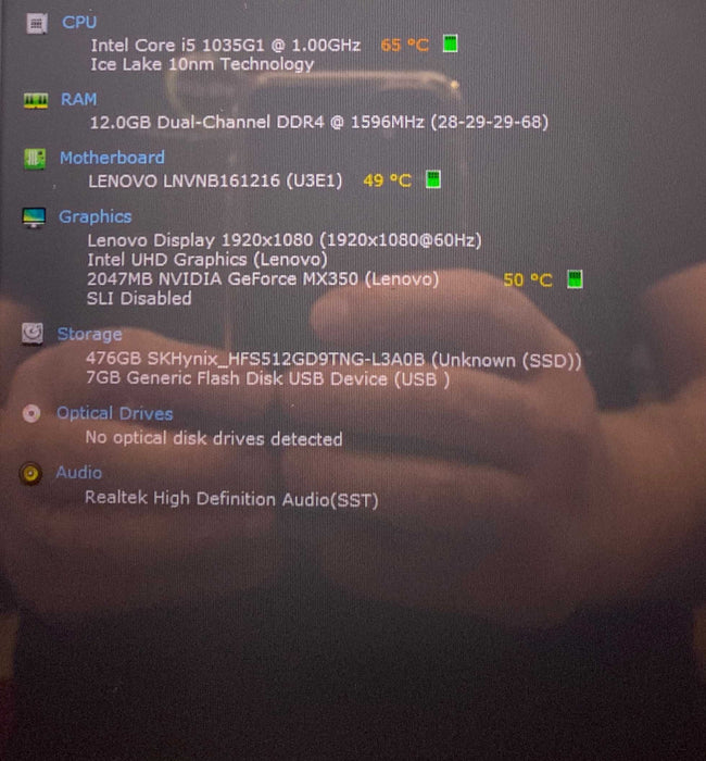 Lenovo Ideapad Slim 7 82A4 i5-1035G1 GeForce MX350 2GB GPU 12GB RAM 512SSD  Lap200