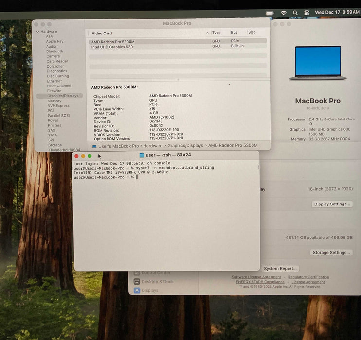 Apple MacBook Pro 16' 2019 i9-9980HK 32GB 512SSD Radeon Pro 5300M 4GB READ!