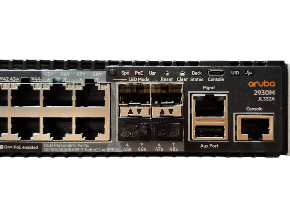 Aruba JL322A 2930M 48G PoE+ with 2-Port w/ StackModule JL325A & 2x PSU
